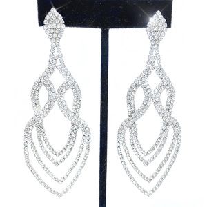 Prom Pageant Bridal Jewelry - 3.5” Rhinestone Earrings Prom Pageant Bridal Event Prom Pageant Bridal Jewelry - 3.5” Rhinestone Earrings Prom Pageant Bridal Event